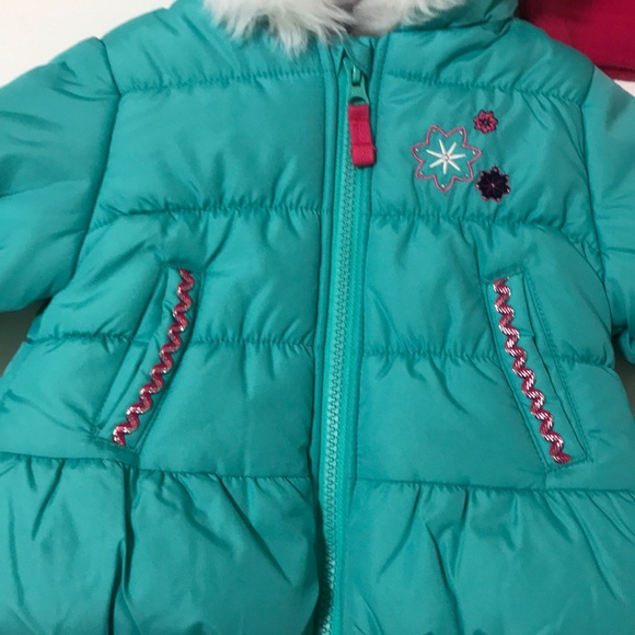 London Fog Girl's Turquoise Jacket Faux Fur - Picture 2 of 16